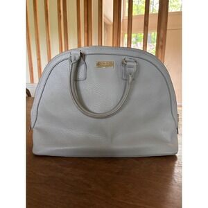 BCBG Paris Grey Pebbled Leather Dome Satchel Handbag Gold Hardware